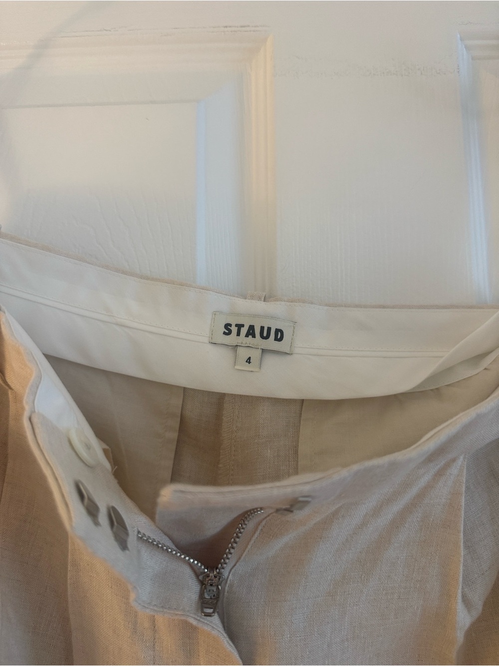 STAUD Natural Linen Wide-Leg Pants - Picture 2 of 4
